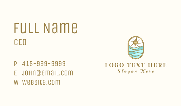 Ocean Sun Waves Business Card Design Image Preview