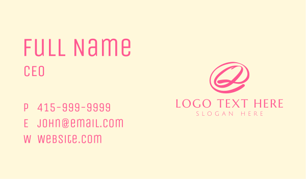 Pink Script Letter Q Business Card Design Image Preview