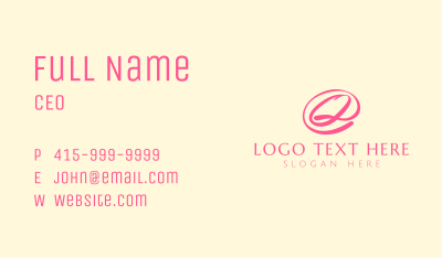 Pink Script Letter Q Business Card Image Preview
