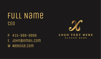 Golden Elegant Letter X Business Card Image Preview