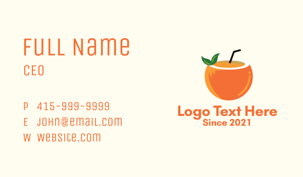 Coconut Orange Juice  Business Card Design Image Preview