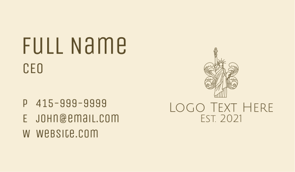 Wave Liberty Statue Business Card Design Image Preview