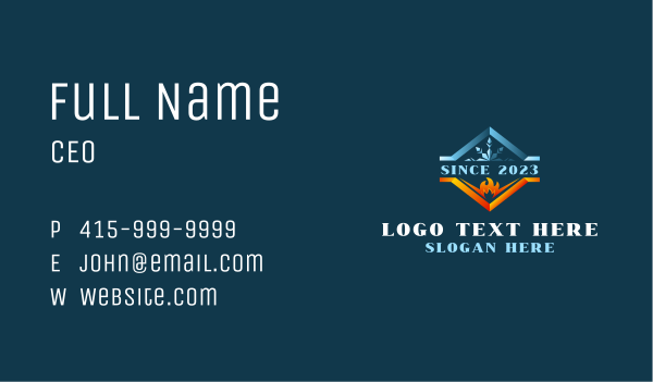 HVAC Ice Fire Business Card Design Image Preview