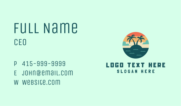 Beach Summer Vacation Business Card Design Image Preview