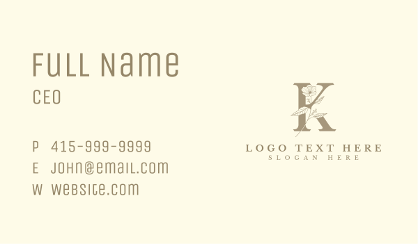 Elegant Floral Letter K Business Card Design Image Preview