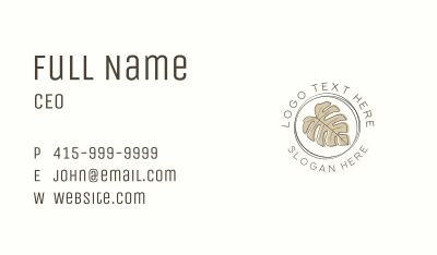 Rustic Monstera Leaf  Business Card Image Preview