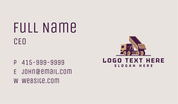 Dump Truck Construction Business Card Design Image Preview