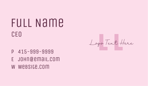 Pink Feminine Lettermark Business Card Design Image Preview