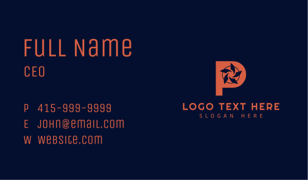 Letter P Shutter Camera Business Card Design Image Preview