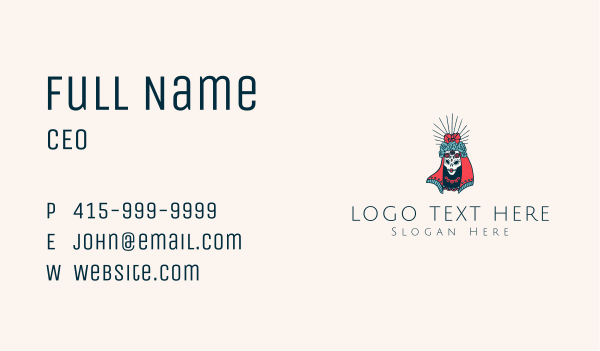 Floral Sugar Skull Lady Business Card Design Image Preview