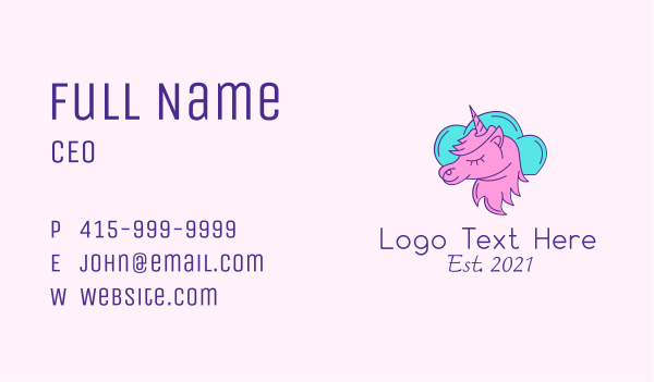 Unicorn Cloud Business Card Design Image Preview