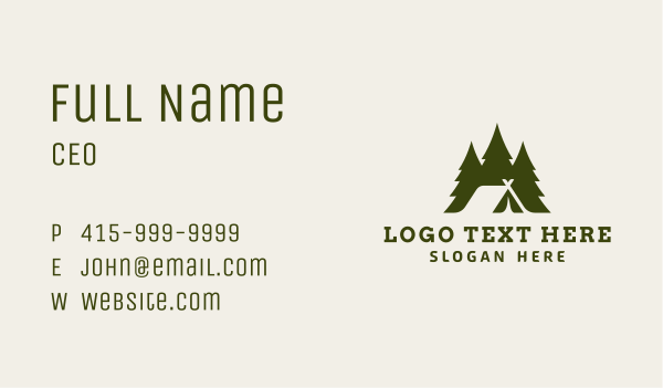 Forest Tree Camping Tent Business Card Design Image Preview