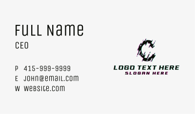Cyber Glitch Letter C Business Card Image Preview