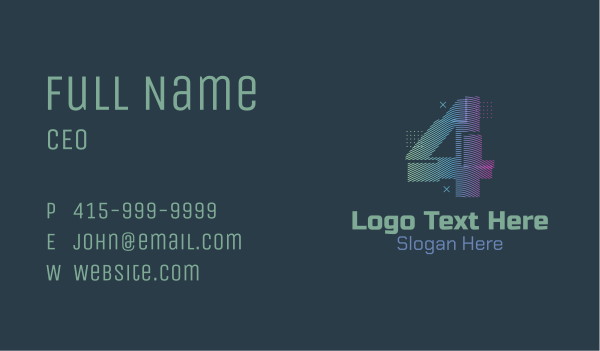 Modern Glitch Number 4 Business Card Design Image Preview