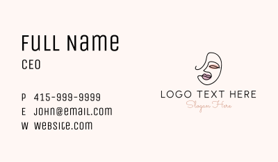 Monoline Woman Face Business Card Image Preview
