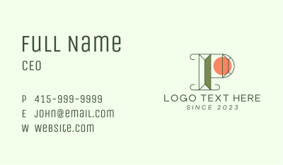 Classic Jewelry Letter P  Business Card Image Preview