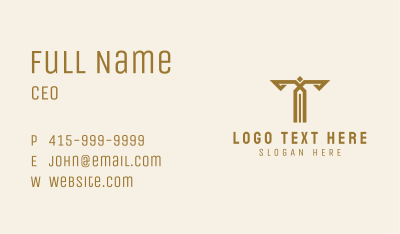 Gold Luxury Letter T Business Card