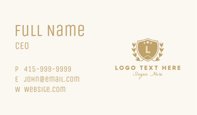 Luxe Wreath Shield Lettermark Business Card Image Preview