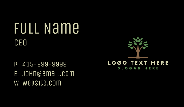 Eco Tree Book Organization Business Card Design Image Preview