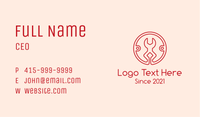 Red Repair Wrench  Business Card Image Preview