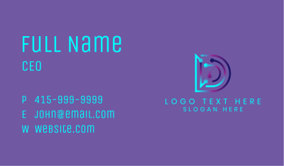 Gradient Tech Circuit Letter D Business Card Image Preview