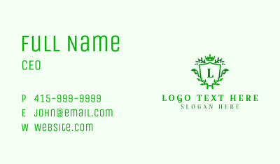 Shield Crown Vine Lettermark Business Card Image Preview