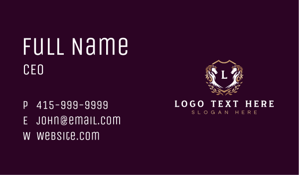 Horse Shield Crest Business Card Design Image Preview