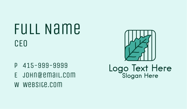 Green Leaf Square  Business Card Design Image Preview