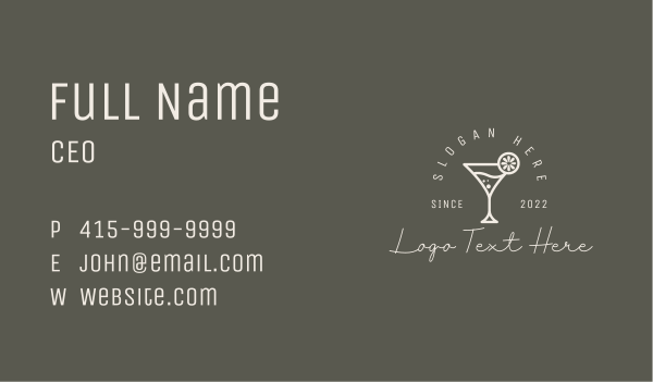 Cocktail Wine Bar Business Card Design Image Preview