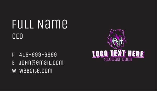 Purple Wolf Beast Gaming Business Card Design Image Preview