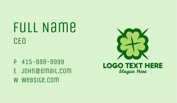 Green Lucky Clover  Business Card Design Image Preview