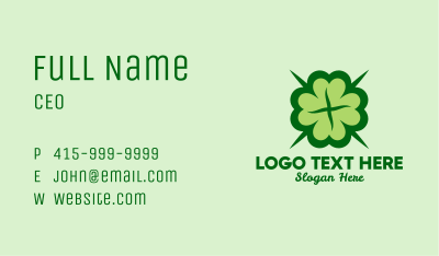 Green Lucky Clover  Business Card