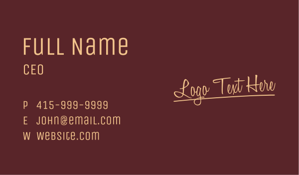 Tilted Script Wordmark Business Card Design Image Preview