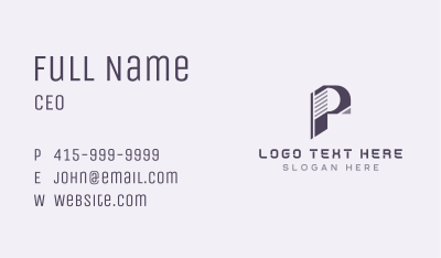 Cyber Technology Letter P Business Card Image Preview