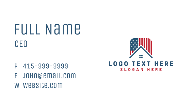 American Flag House Business Card Design Image Preview