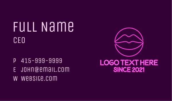 Neon Sexy Lips  Business Card Design Image Preview