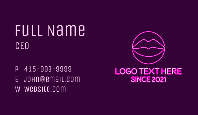 Neon Sexy Lips  Business Card