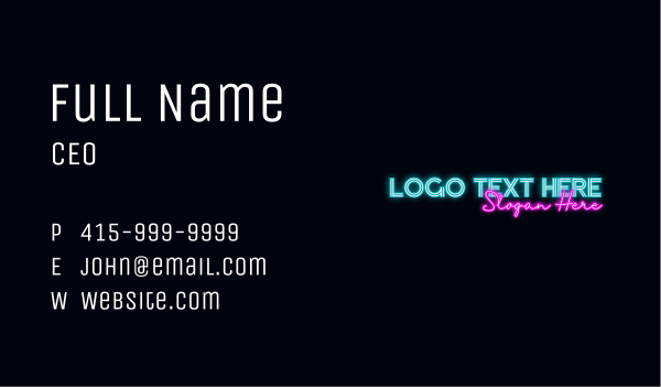 Neon Decoration Wordmark Business Card Design Image Preview