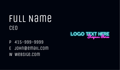 Neon Decoration Wordmark Business Card Image Preview