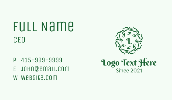 Green Plant Lettermark Business Card Design Image Preview