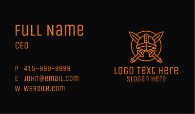 Orange Viking Weapon Armor Business Card Image Preview