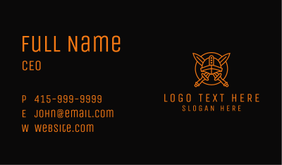 Orange Viking Weapon Armor Business Card Image Preview