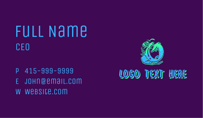 Neon Graffiti Art Number 0 Business Card Image Preview