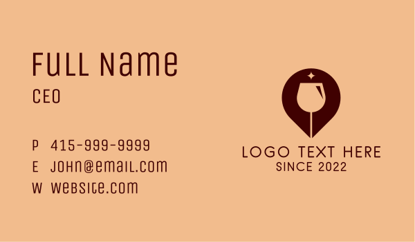 Wine Glass GPS Pin Business Card Design Image Preview