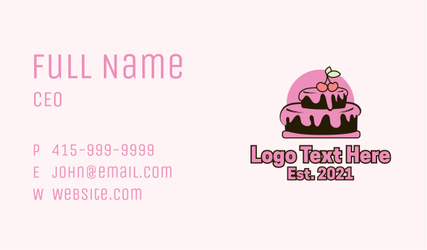 Cherry Layer Cake Business Card Design Image Preview