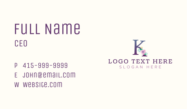 Elegant Flower Letter K Business Card Design Image Preview
