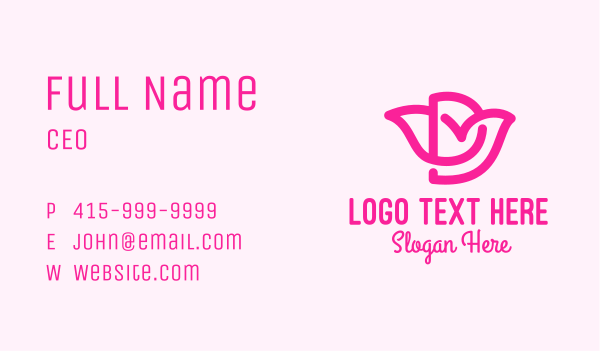 Pink Flower Letter D Business Card Design