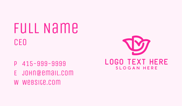 Pink Flower Letter D Business Card Design Image Preview