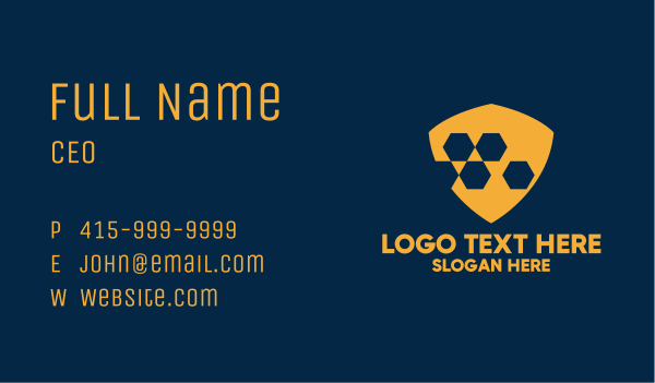 Orange Hexagon Shield  Business Card Design Image Preview