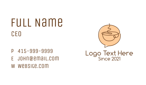 Monoline Coffee Chat  Business Card Design Image Preview